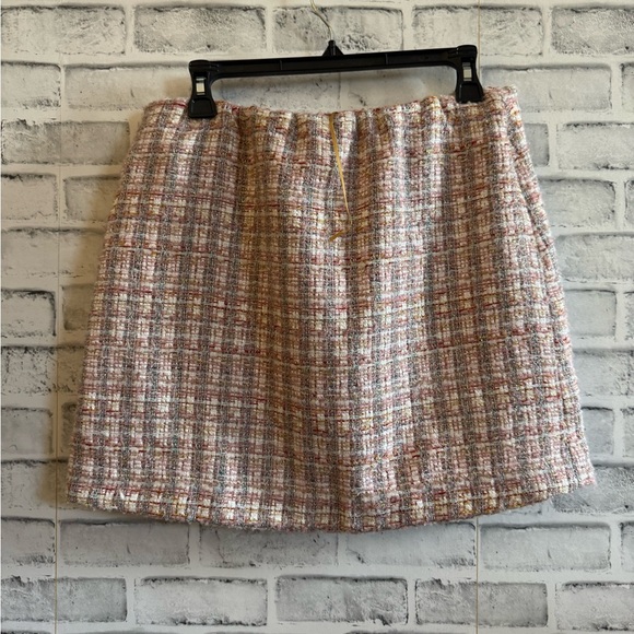 Women’s House of Harlow 1960 tweed mini skirt with faux pearl/crystal buttons M - Picture 2 of 4